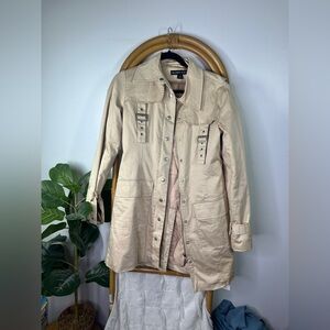 Blanc Noir Khaki Trench Coat sz S